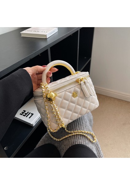 Moda Zincir Küçük Çanta Yeni Eşkenar Dörtgen Crossbody Kutu Çanta Siyah (Yurt Dışından)