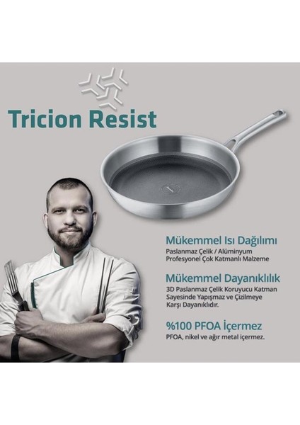 Tricion Pro Indüksiyonlu Paslanmaz Çelik Tava 28 cm indirimleri