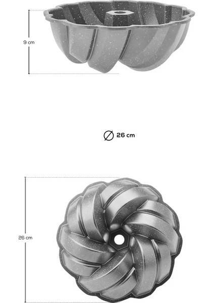 Cake Pro Örgü Döküm Kek Kalıbı Antrasit 26 Cm