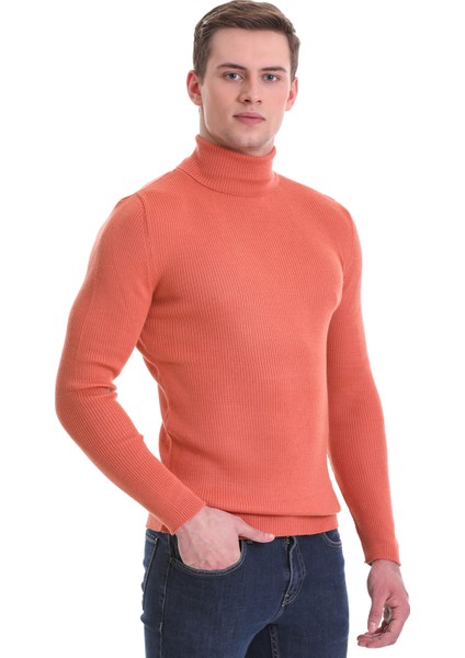 Somon Slim Fit Fitilli Balıkçı Yaka Yünlü Triko Kazak