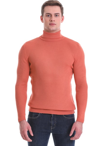 Somon Slim Fit Fitilli Balıkçı Yaka Yünlü Triko Kazak