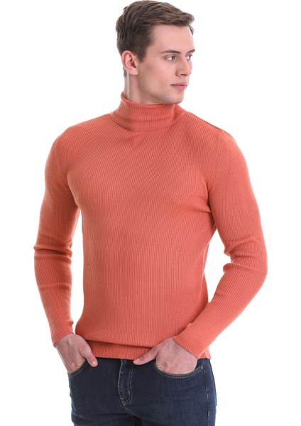 Somon Slim Fit Fitilli Balıkçı Yaka Yünlü Triko Kazak