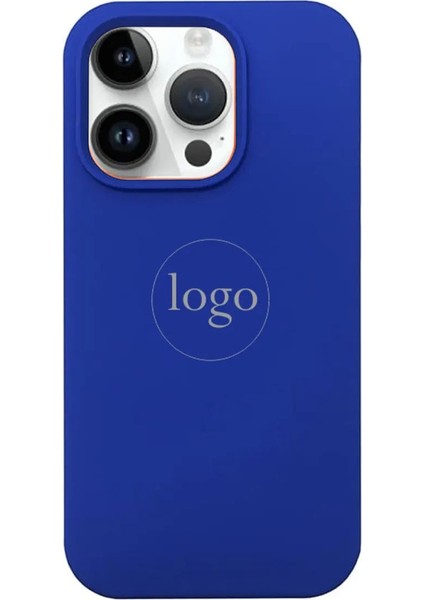 Apple iPhone 15 Pro Max Ile Uyumlu Premium Kılıf Kadife Iç Yüzey Logo Lansman Kapak Mavi