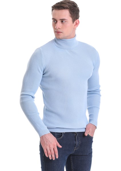 Mavi Slim Fit Fitilli Balıkçı Yaka Yünlü Triko Kazak modelleri