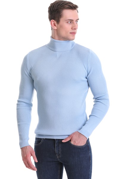 Mavi Slim Fit Fitilli Balıkçı Yaka Yünlü Triko Kazak fırsatları