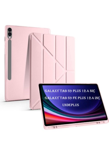 Samsung Galaxy Tab S9 Plus X810 X816 X818 Kılıf Kalem Bölmeli Trifolding Case