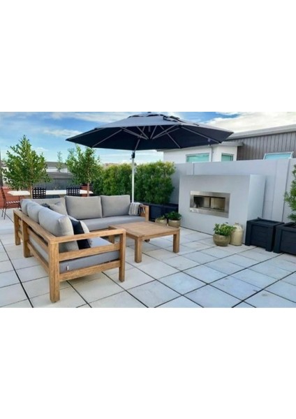 Spring Bahçe Balkon Teras Ahşap Köşe Koltuk Takımı