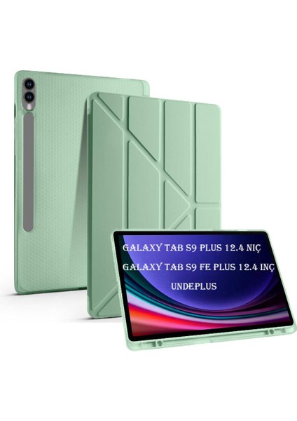 Samsung Galaxy Tab S9 Plus X810 X816 X818 Kılıf Kalem Bölmeli Trifolding Case