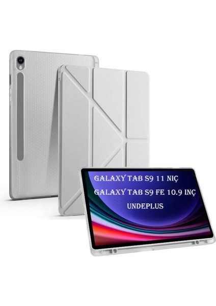 Samsung Galaxy Tab S10 Lite FE/S10/S9 FE/S9 Kılıf Kalem Bölmeli Trifolding Case(12.4inç Değildir)