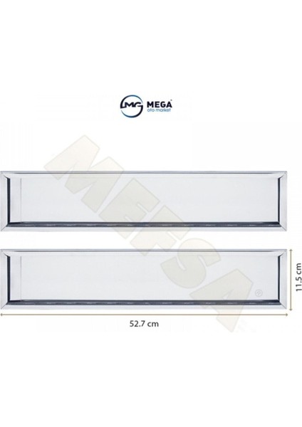 Paslanmaz Krom Metal Plakalık 52.7cm x 11.5cm 2 Adet