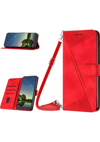 Oppo A17/A17K ile Uyumlu Kordon Crossbody Boyun Askısı Koruyucu Çevirme Yumuşak Pu Deri Telefon Kılıfı (Yurt Dışından)