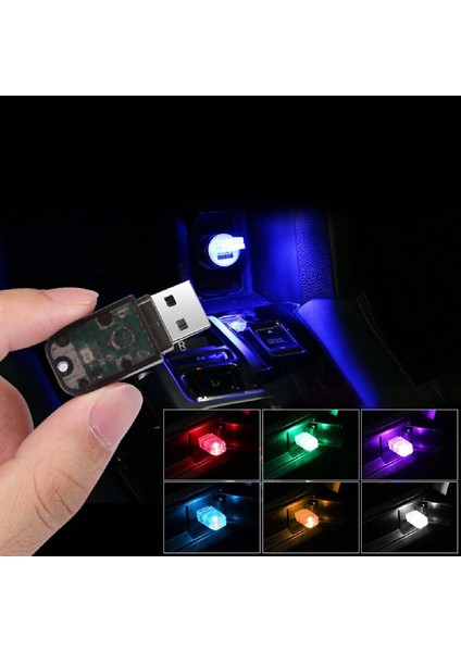 Mega Oto Market USB Mini LED Lamba Disko 7 Renkli 12 Volt Dekoratif Işık Ev Araba Dış Mekan Uyumlu