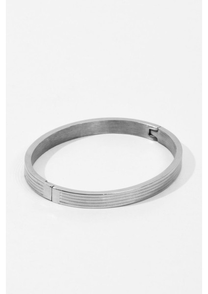 Paslanmaz Çelik Çizgili Kalın Cartier Model Kelepçe Bileklik Bilezik