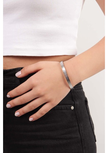 Paslanmaz Çelik Çizgili Kalın Cartier Model Kelepçe Bileklik Bilezik fiyatları