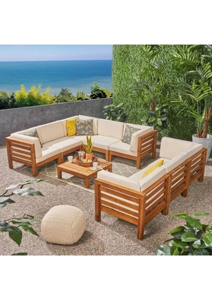 Sandal Bahçe Balkon Teras Ahşap Köşe Koltuk Takımı