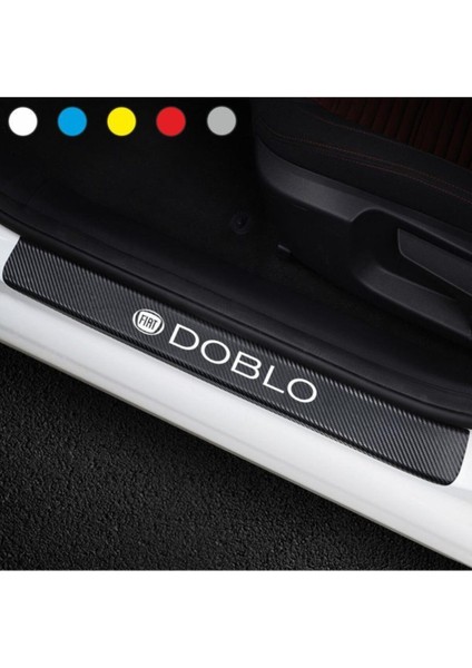 Fiat Doblo Için Uyumlu Aksesuar Oto Kapı Eşiği Sticker Karbon 4 Adet
