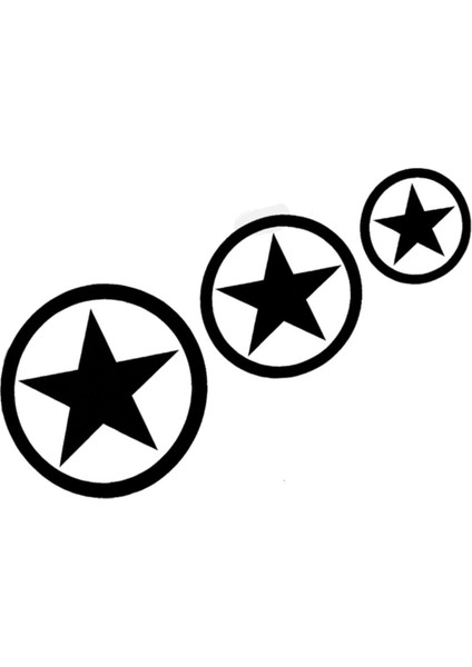 Askeri Yıldız Oto Sticker 3'lü Siyah 22*10 cm