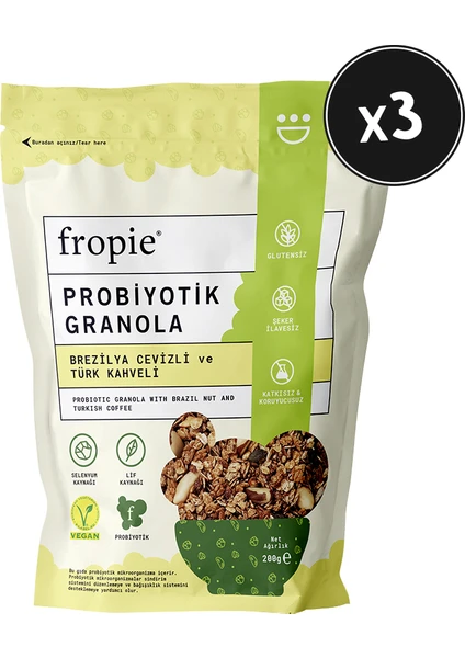 Probiyotik Granola  Brezilya Cevizi & Kahve 200 gr x 3 Adet