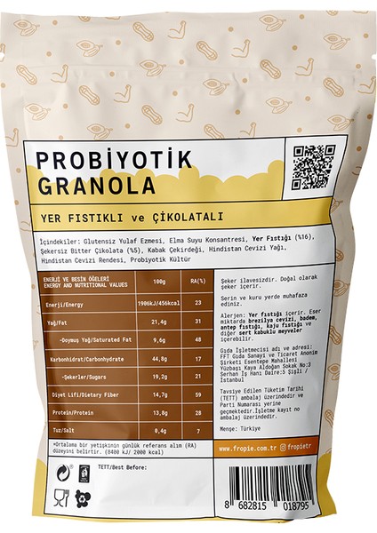 Glutensiz Yer Fıstığı & Çikolatalı Probiyotik Granola - 200 g