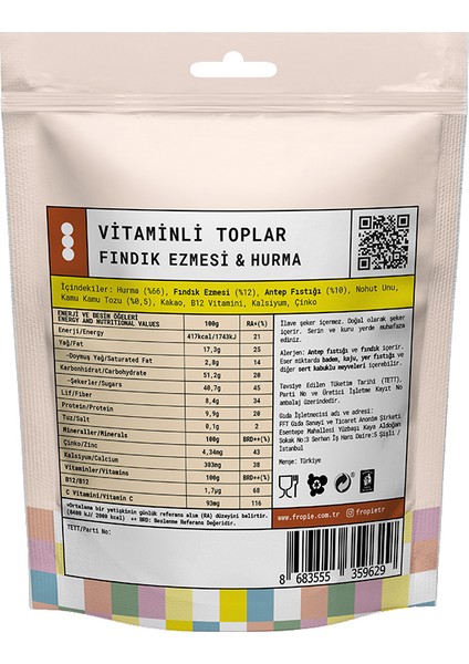 Antep Fıstığı Kaplı, Fındık Ezmesi & Hurmalı Vitamin Topları (Kids) - 80 g