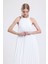 Piliseli Uzun Abiye Saten Elbise Elb35127 Ekru 2