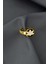 925 Ayar Gümüş Yüzük Gold Kaplama Ayarlanabilir Mineli Lotus Çiçeği Yüzük 1