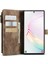 Samsung Galaxy Note 10 Plus/note 10 Plus 5g-Brown Için Çok Sayıda Kart Yuvası ve Fermuar Cebi ile Kayma Olmayan Pu Pu Deri Deri Flip Case Stand Stand Cüzdan Kapağı Cüzdan Kapağı (Yurt Dışından) 5