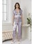 Kadın 6015 Saten Gecelik Sabahlık Pijama Takım Şort Takım 6'lı Gelin Çeyiz Seti 5