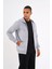 Gri Kanguru Cepli Kapüşonlu Fermuarlı İçi Pamuklu Erkek Sweatshirt 4