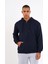 Lacivert Kanguru Cepli Kapüşonlu Fermuarlı İçi Pamuklu Erkek Sweatshirt 3