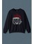 Lacivert Sweatshirt Tiger Wild Cat Kaplan Fesli Noel Şapkali Yılbaşı Christmas Baskılı Unisex Sweat 1