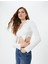 Crop Bluz Asimetrik Kesim Dokulu Slim Fit Uzun Kollu Gömlek Yaka 1