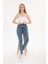 Jeany Jeans Emma Kar Yıkamalı  Yüksek Bel Slim / Mom Jeans Denim Kot Pantolon 26 - Koyu Mavi 4