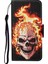 Renkli Desen Baskı Pu Deri Telefon Stand Kılıfı Samsung Galaxy A12 Skull ve Fire (Yurt Dışından) 1