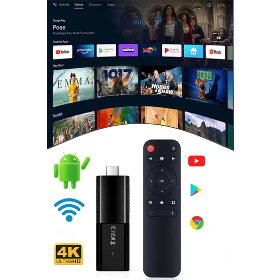 Heaven House Android Box IpTV Uygun | 4K TV Stick Media Oynatıcı | Tv Box | Android Tv Box | Android Box | Android Tv Stick | Tv Box 4K | Medya Oynatıcı | Wifi Ile Kurulum |