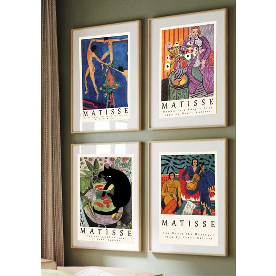 Taranist Henri Matisse 4 Adet Her Biri A3 Boyutta Kuşe Kağıt Kalın Poster Çerçevesiz