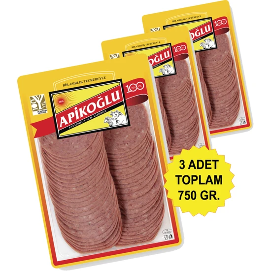 Apikoğlu Dilimli Dana Macar Salam 250 gr Üçlü Paket