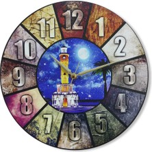 CajuArt Izmir Saat Kulesi Resimli Renkli Ahşap Duvar Saati