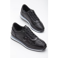 Dilimler Ayakkabı Deri Baskılı Deri Tokalı Siyah Erkek Casual Ayakkabı