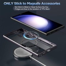 SPHONE Samsung Galaxy S22 Ultra Kılıf Magsafe Kablosuz Şarj Destek Lens Koruma Metalik Kenar Renkli Şeffaf Lazer