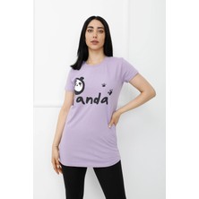 Butik Mine Panda Baskılı Tshirt Açıkmor - 310.653