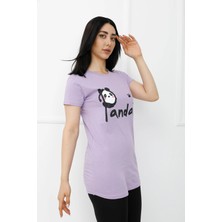 Butik Mine Panda Baskılı Tshirt Açıkmor - 310.653