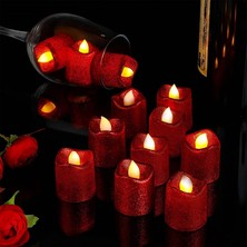 Kuzey Oyuncak Yılbaşı Mumları 12 Adet Simli LED Işıklı Mum Kırmızı Gold Gümüş LED Mum Işıklı Mum Gün Işığı Işıklı