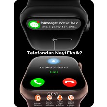 Seyu Watch Watch 9 Mini 41 mm Siyah Akıllı Saat Apple iPhone ve Android Tüm Telefonlara Uyumlu