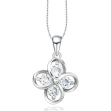 Luck Serisi Flower Dört Tektaş Yonca Model Gümüş Kadın Kolye