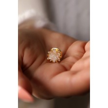Sunshine 925 Ayar Özel Tasarım Lotus Çiçeği Gümüş Yaka Iğnesi Broşu
