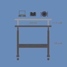 Montesev Yükseklik Ayarlı Laptop Sehpası ve Çalışma Masası - Atlantik Çam (Tekerli) 60X40 Oval Kenar