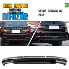 S-Dizayn Skoda Octavia A7 Arka Tampon Difüzör Egzozlu Oem Stil 2013 Üzeri A+ Kalite