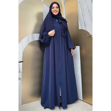 Bym Fashion Kol Büzgü Detay Fermuarlı Salaş Ferace 6006 Lacivert