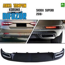 S-Dizayn Skoda Superb Arka Tampon Difüzör Egzozlu Oem Stil 2016 Üzeri A+ Kalite